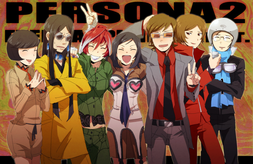 3girls, 4boys, amano_maya, baofu, black_hair, brown_hair, kirishima_eriko, multiple_boys