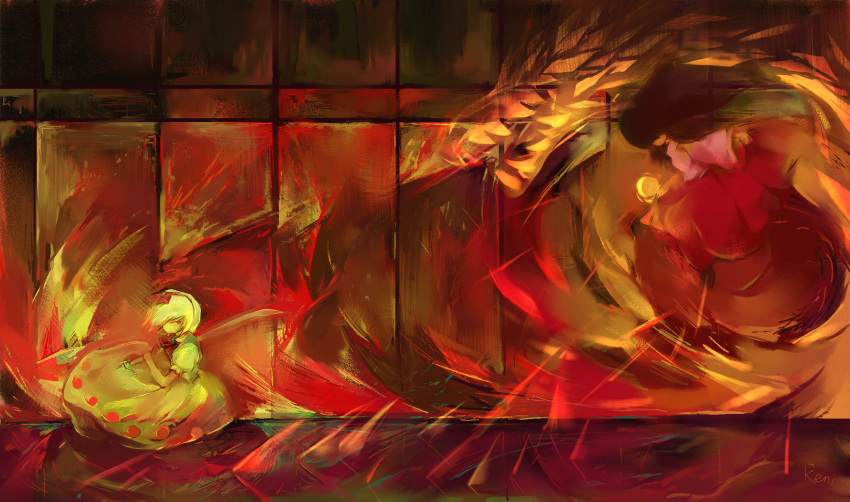 battle, danmaku, highres, houraisan_kaguya, konpaku_youmu, multiple_girls, sword, touhou, tsuuyakukan_reni, weapon
