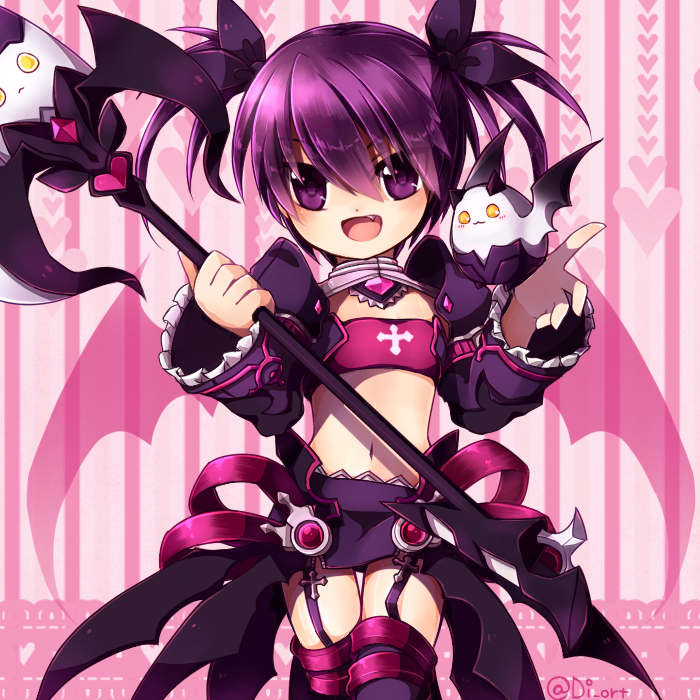 1girl, aisha_(elsword), bandeau, creature, dress, elsword, heart, heart_background