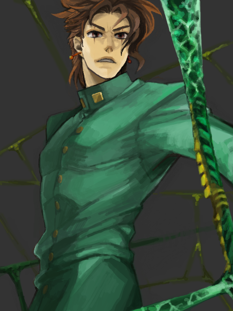 1boy, earrings, gakuran, jewelry, jojo_no_kimyou_na_bouken, kakyouin_noriaki, neoki, red_eyes