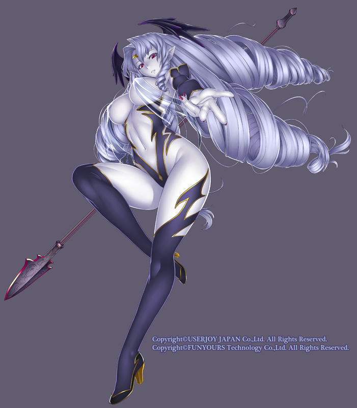 1girl, black_legwear, breasts, circlet, drill_hair, foreshortening, gochou_(kedama), head_wings