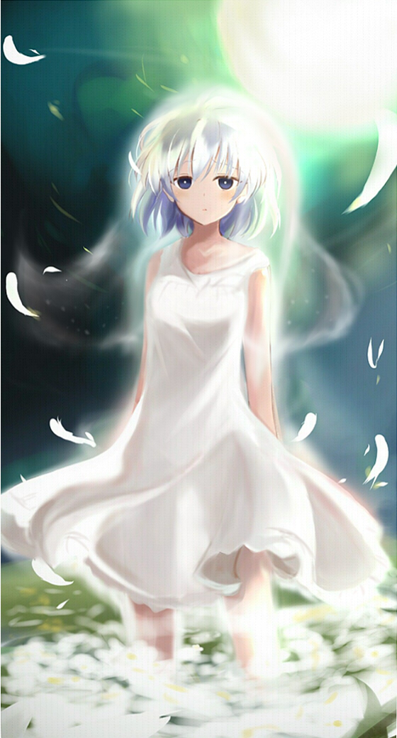 1girl, flower, itamochi, kosegawa_shiromi, moon, petals, saki, short_hair