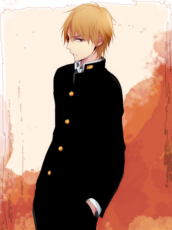 1boy, black_eyes, brown_hair, gakuran, hands_in_pockets, kuroko_no_basuke, miyaji_kiyoshi, pipipi69