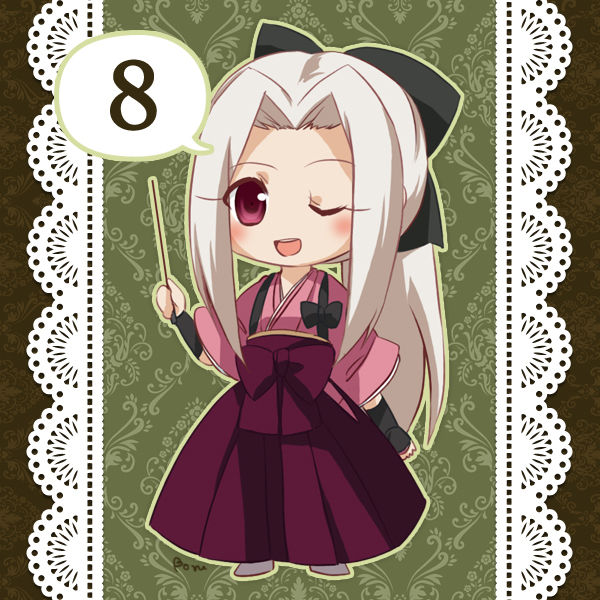 1girl, alternate_hairstyle, artist_name, blush, boru-boru, bow, chibi, countdown
