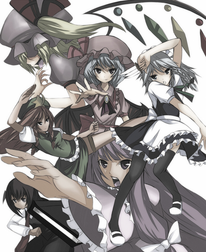 bat_wings, flandre_scarlet, hong_meiling, izayoi_sakuya, kanten, kanten_(kanten328), koakuma, long_hair