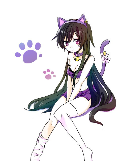 1girl, aji_paba, animal_ears, bell, breasts, cat_ears, cat_tail, code_geass