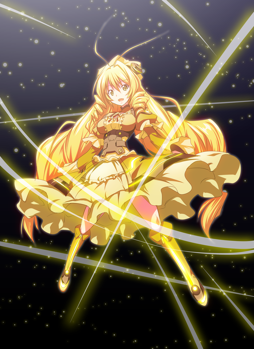 1girl, boots, dress, isshiki_akane, long_hair, shinomiya_himawari, vividred_operation, vividyellow