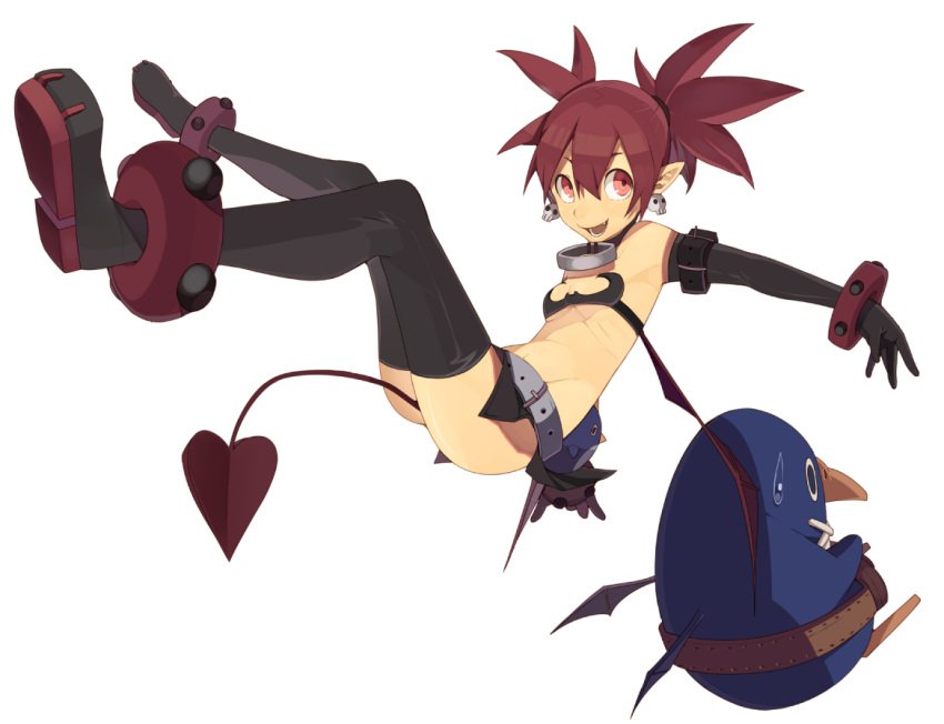 1girl, bracelet, cats_brain, collar, demon_tail, demon_wings, disgaea, earrings