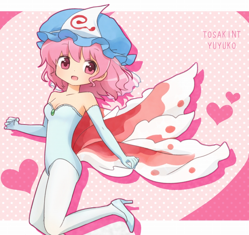 1girl, breasts, brooch, elbow_gloves, gloves, goldeen, goldeen_(cosplay), hat