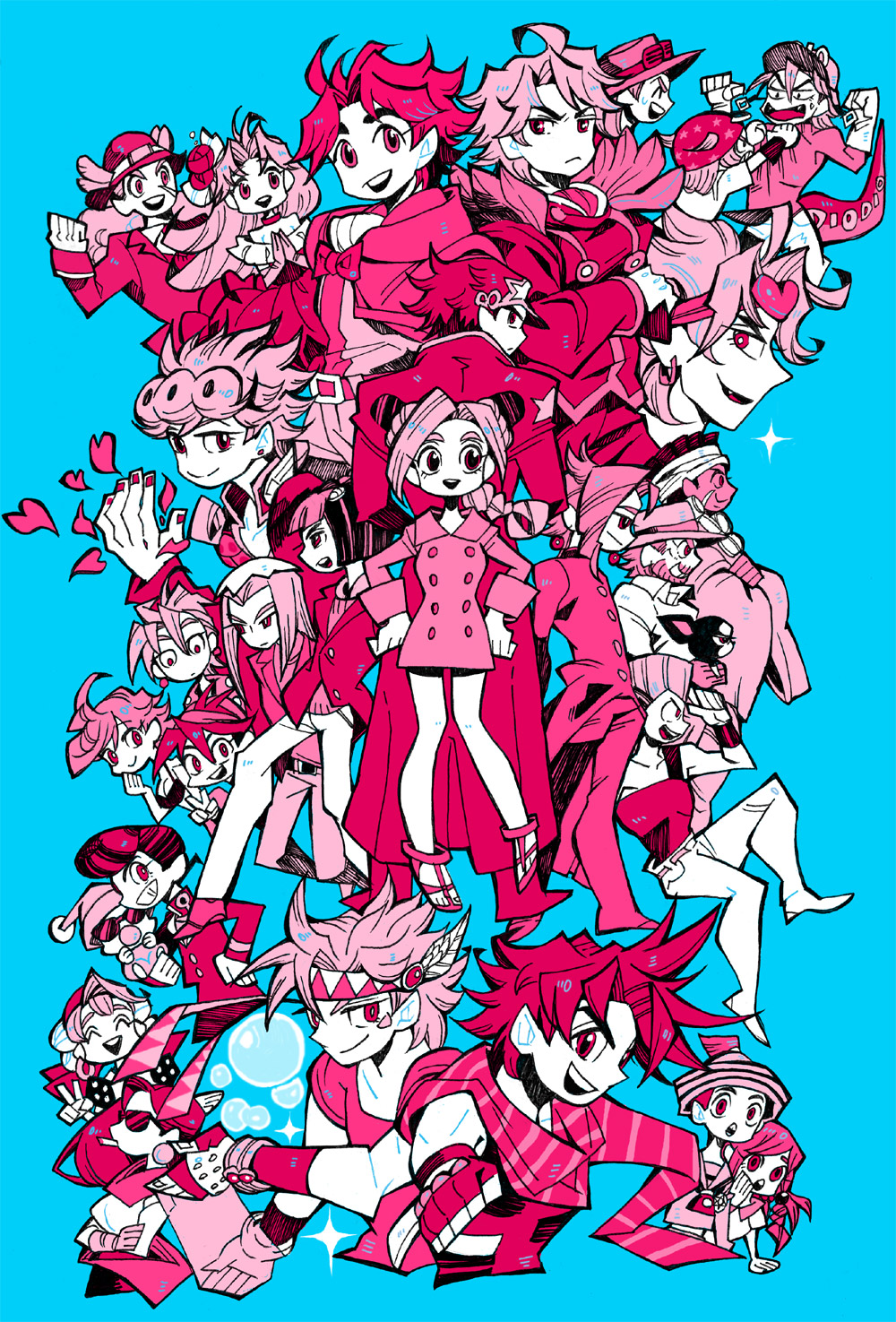 bitz777, bruno_bucciarati, caesar_anthonio_zeppeli, diego_brando, dio_brando, dual_persona, erina_pendleton, everyone, giorno_giovanna, gyro_zeppeli, higashikata_jousuke, higashikata_jousuke_(jojolion), hirose_yasuho, iggy_(jojo), jean_pierre_polnareff, johnny_joestar, jojo_no_kimyou_na_bouken, jojolion, jonathan_joestar, joseph_joestar, joseph_joestar_(young), kakyouin_noriaki, kuujou_jolyne, kuujou_joutarou, leone_abbachio, lisa_lisa, mohammed_avdol, narancia_ghirga, pannacotta_fugo, robert_eo_speedwagon, shizuka_joestar, steel_ball_run, suzi_quatro, trish_una