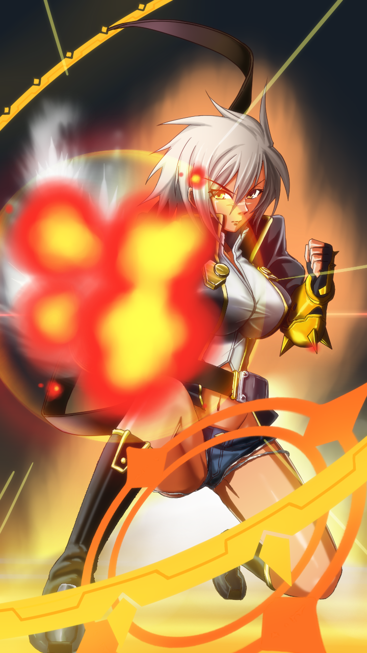 1girl, belt, blazblue, blazblue:_chrono_phantasma, boots, breasts, brown_eyes, bullet_(blazblue)
