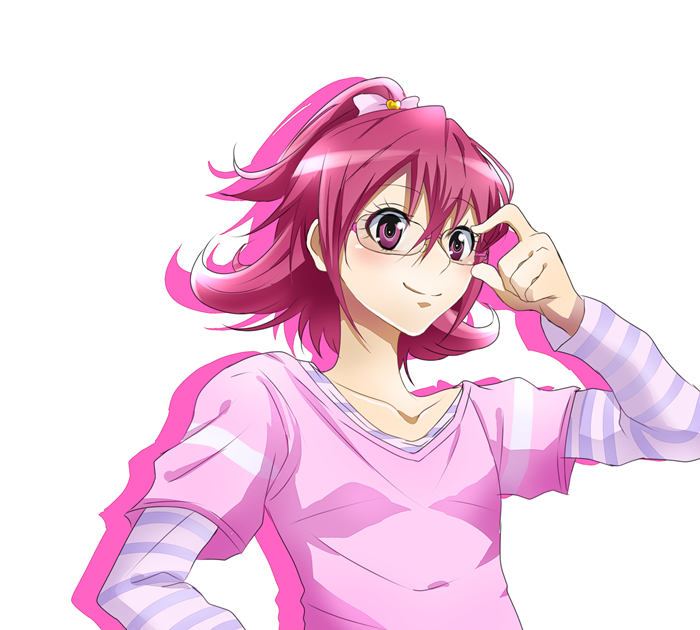 1girl, adjusting_glasses, aida_mana, bespectacled, bow, dokidoki!_precure, flipped_hair, glasses