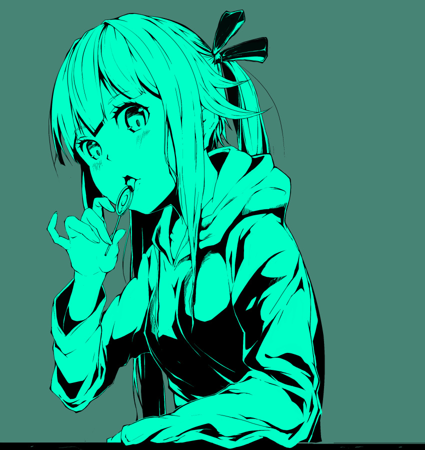 1girl, bishoujo_mangekyou, blue_hair, breasts, fukurou_(suga0930), hair_ribbon, kagamino_kirie, large_breasts
