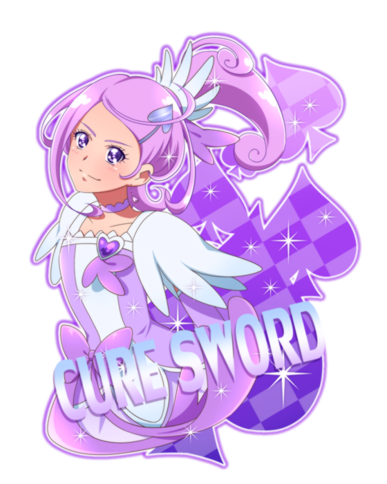 0417nao, 1girl, bow, character_name, choker, cure_sword, dokidoki!_precure, earrings