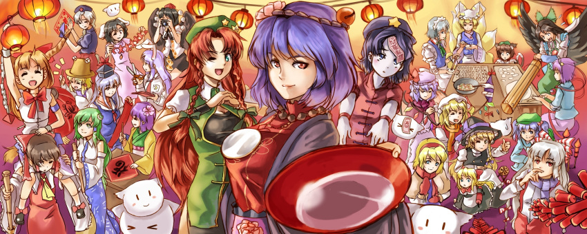 >_<, 6+girls, alice_margatroid, animal_ears, arm_cannon, blonde_hair, blue_eyes, braid