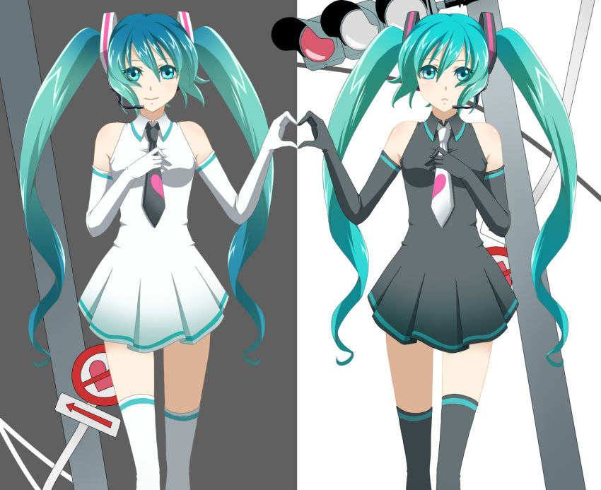 2girls, hatsune_miku, sumomoringo, twintails, ura-omote_lovers_(vocaloid), vocaloid
