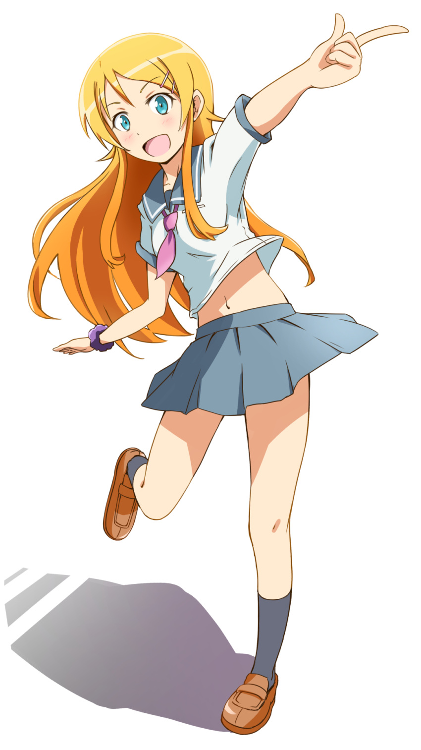 1girl, blonde_hair, blue_eyes, kousaka_kirino, long_hair, ore_no_imouto_ga_konna_ni_kawaii_wake_ga_nai, panikuru_yuuto, school_uniform
