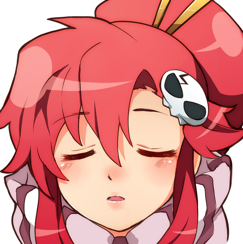 1girl, close-up, closed_eyes, face, hair_ornament, incipient_kiss, ponytail, pov