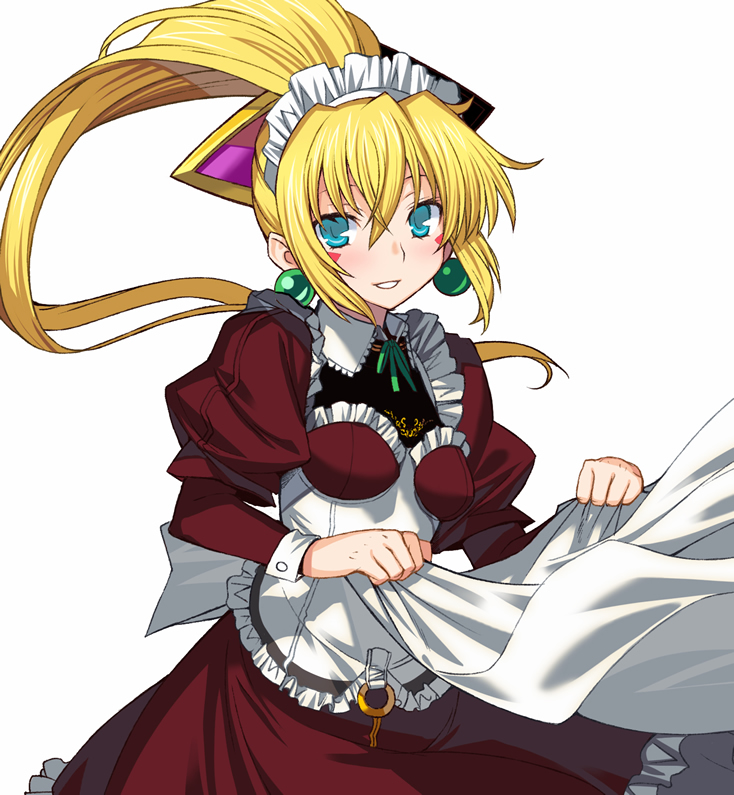 apron, earrings, headband, jewelry, maid, nagi_su_ragarl, rance_(series)