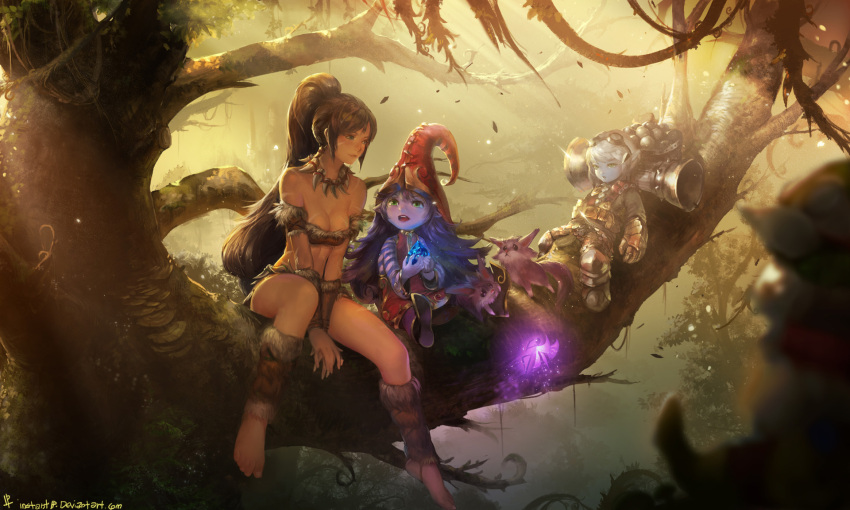 barefoot, breasts, brown_eyes, brown_hair, cannon, cannonballs, cleavage, green_eyes