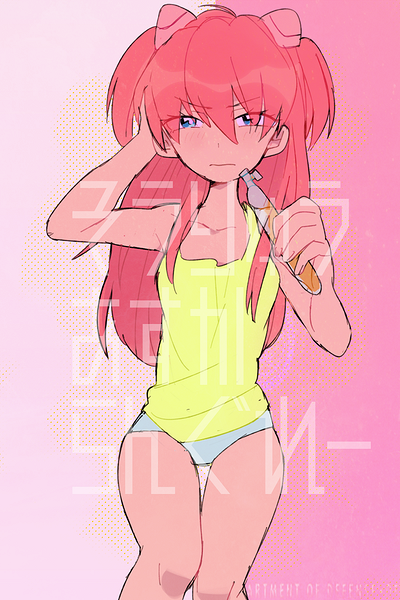 1girl, blue_eyes, long_hair, neon_genesis_evangelion, orange_hair, panties, rebuild_of_evangelion, sa_kuma