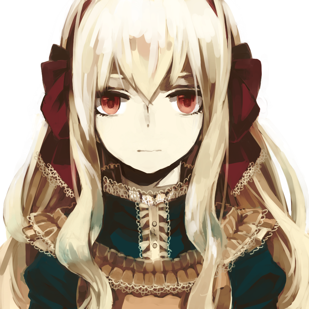 1girl, blonde_hair, dress, kagerou_project, lemontea, long_hair, mary_(kagerou_project), red_eyes