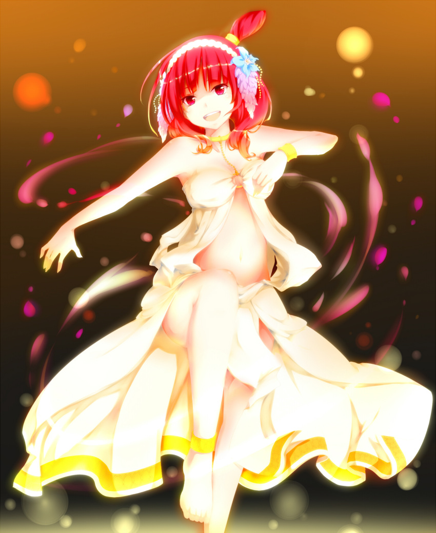 1girl, barefoot, dancer, dancing, hair_ornament, highres, long_hair, magi_the_labyrinth_of_magic