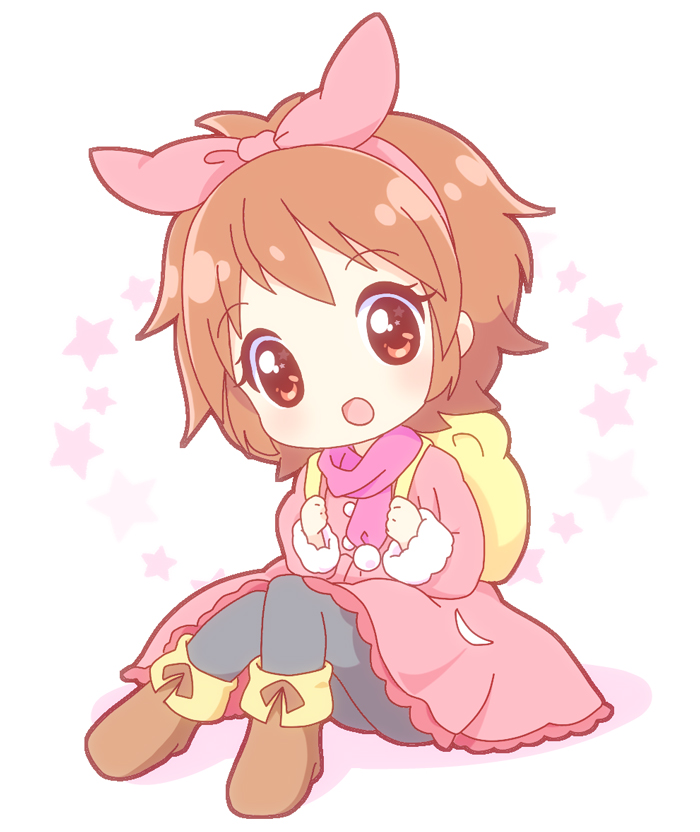 1boy, aikatsu!, backpack, bag, black_legwear, brown_eyes, brown_hair, chibi