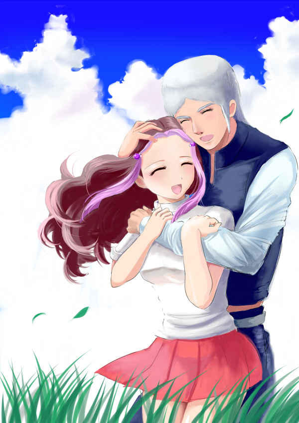 1boy, 1girl, brown_hair, couple, jojo_no_kimyou_na_bouken, long_hair, pearla_pucci, pink_hair