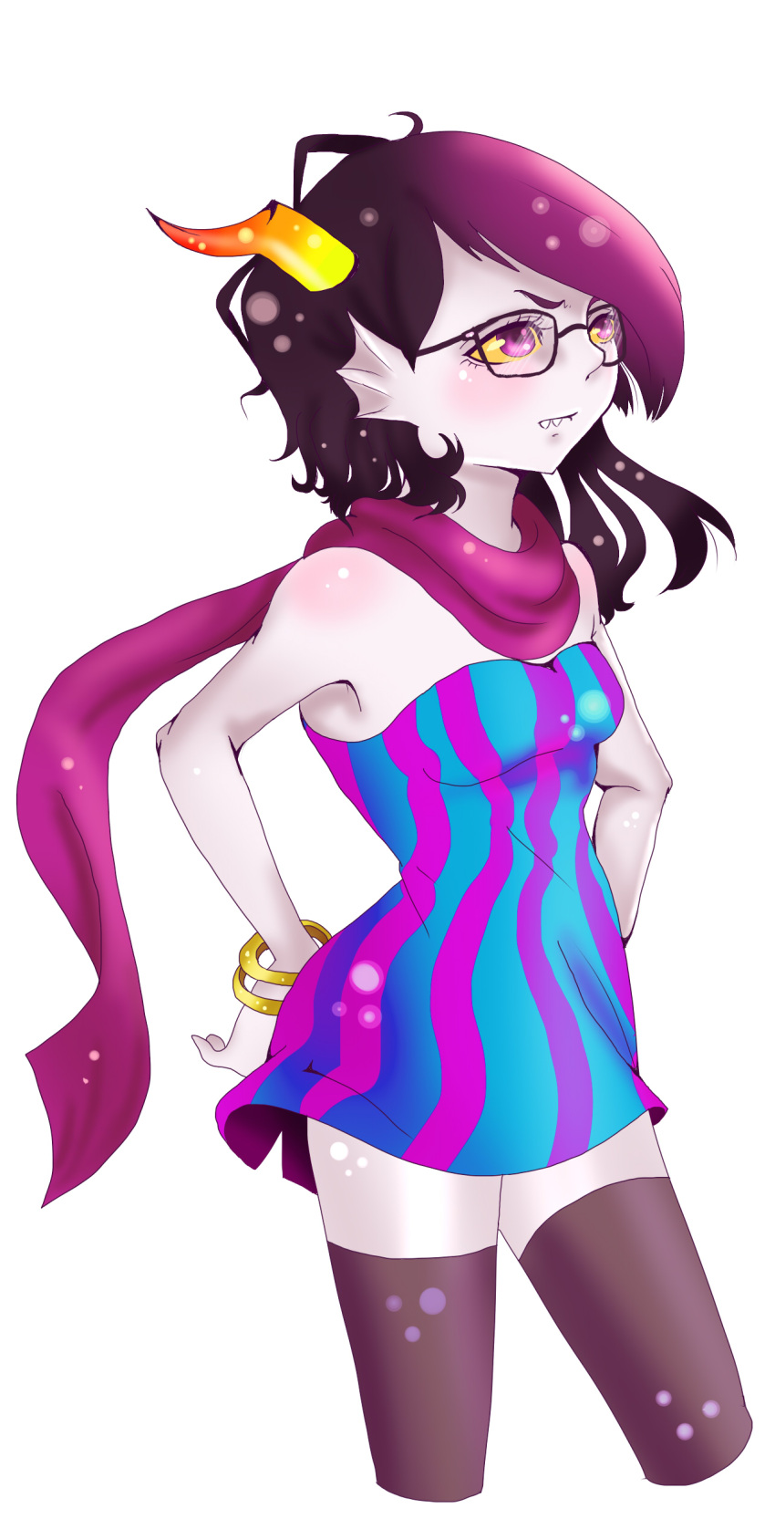 1girl, artist_request, eridan_ampora, female, genderswap, glasses, homestuck, purple_hair