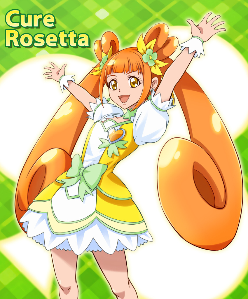 1girl, brown_eyes, brown_hair, character_name, choker, clubs, cure_rosetta, dokidoki!_precure
