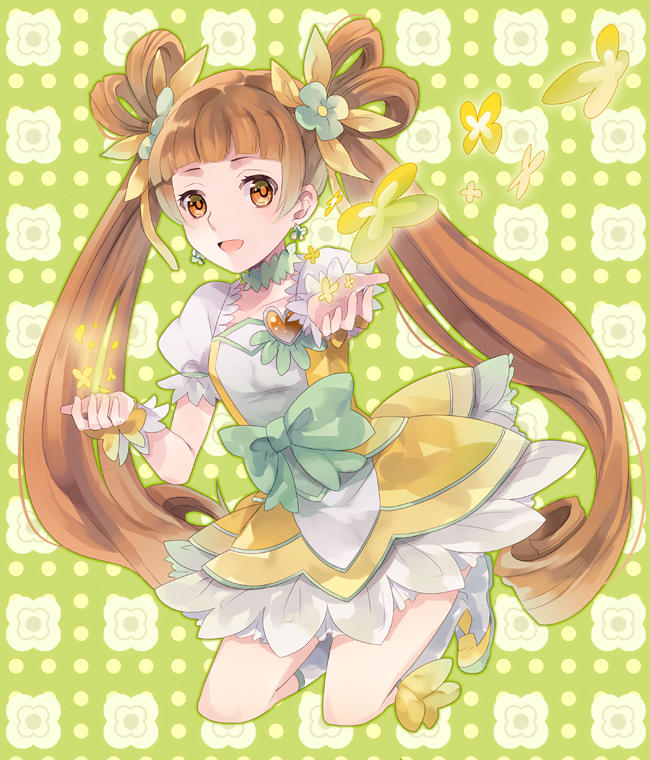 1girl, choker, cure_rosetta, dokidoki!_precure, dress, earrings, flower, hachihachi