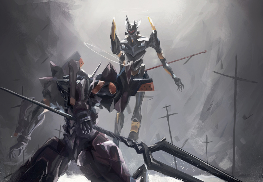 arufa_(hourai-sugar), cross, eva_01, eva_06, halo, lance_of_cassius, lance_of_longinus, neon_genesis_evangelion