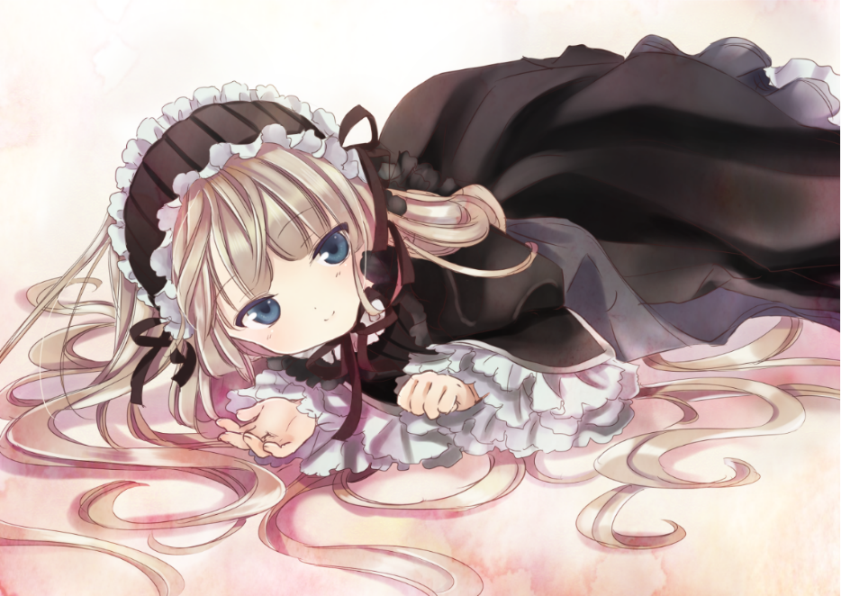 1girl, blonde_hair, blue_eyes, dress, frills, gosick, gothic_lolita, hairband