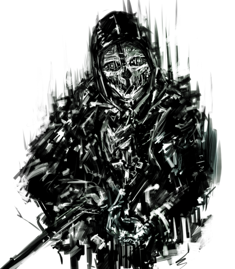 1boy, corvo_attano, dishonored, knife, mask, merpperoni