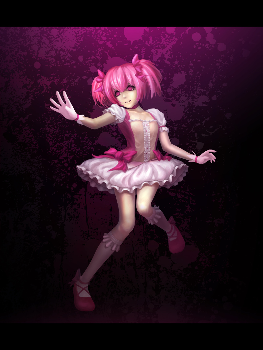 1girl, absurdres, bubble_skirt, choker, gloves, highres, ioio_ontop, kaname_madoka