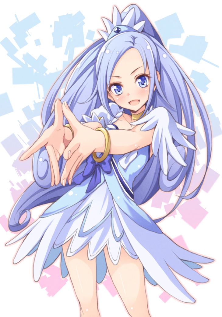 1girl, blue_eyes, blue_hair, bracelet, choker, cure_diamond, dokidoki!_precure, dress