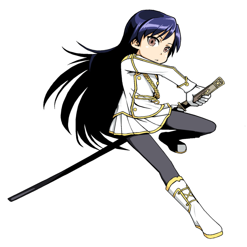 1girl, black_legwear, blue_hair, boots, brown_eyes, cosplay, gloves, highres