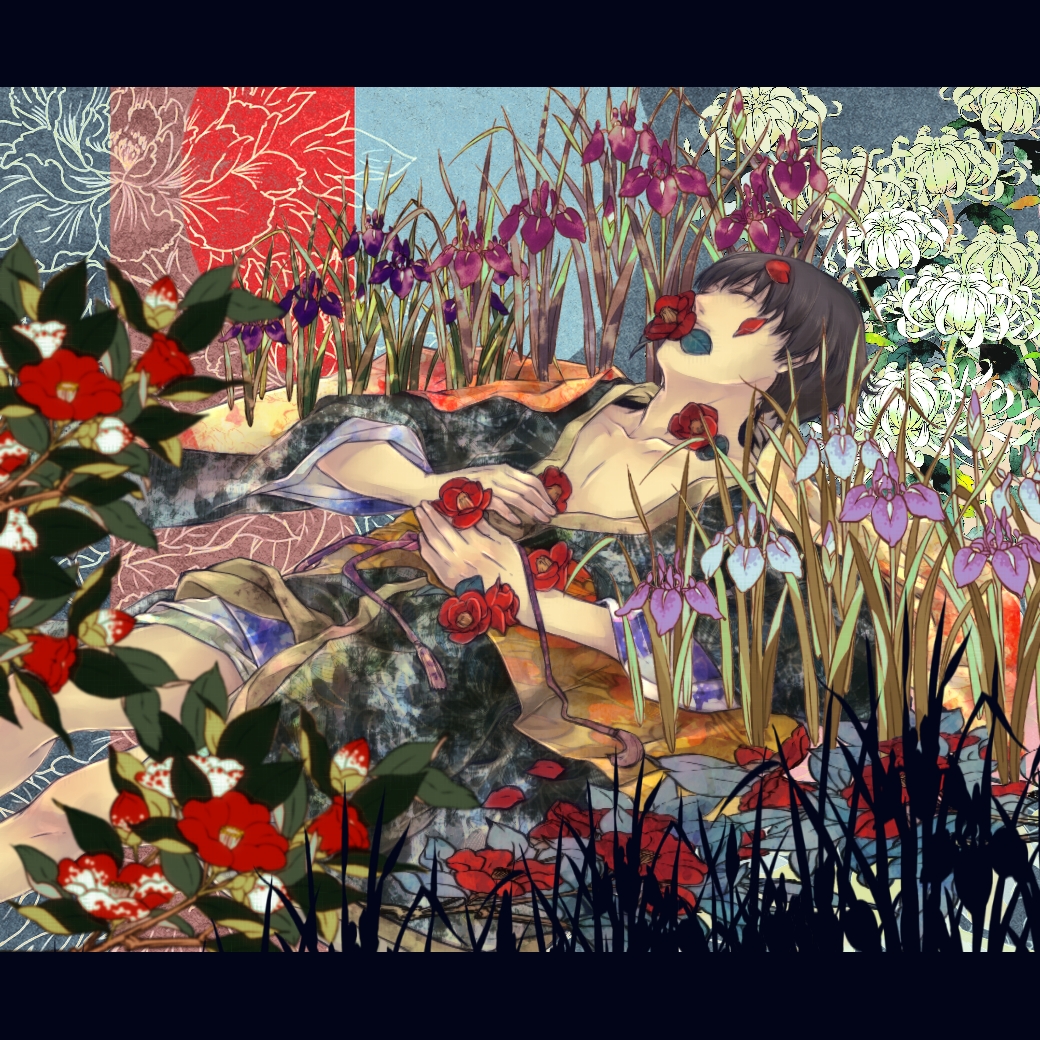 1boy, closed_eyes, flower, letterboxed, male, shiro_(reptil), solo, tennis_no_ouji-sama
