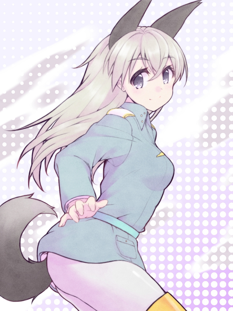animal_ears, belt, eila_ilmatar_juutilainen, long_hair, military, military_uniform, mukiryoku, pantyhose