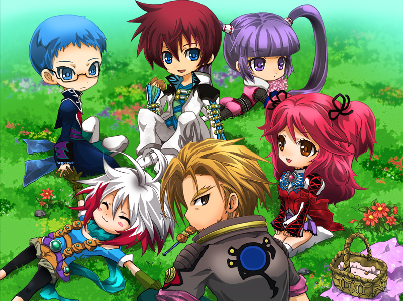 :3, ^_^, asbel_lhant, basket, blanket, blue_eyes, blue_hair, blush_stickers