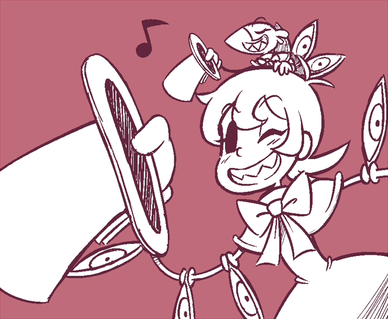 1girl, avery_(skullgirls), bird, brown_background, dress, gias-ex-machella, gloves, grin