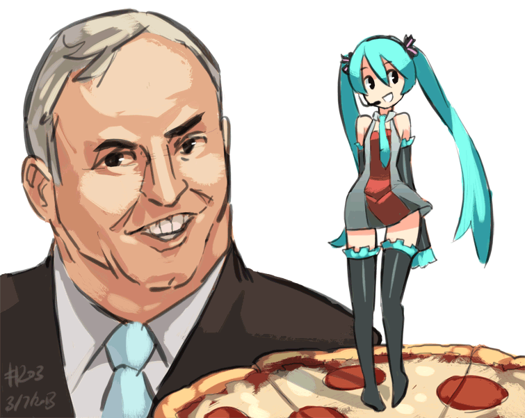 1boy, 1girl, alternate_costume, animated, animated_gif, aqua_hair, black_legwear, dancing