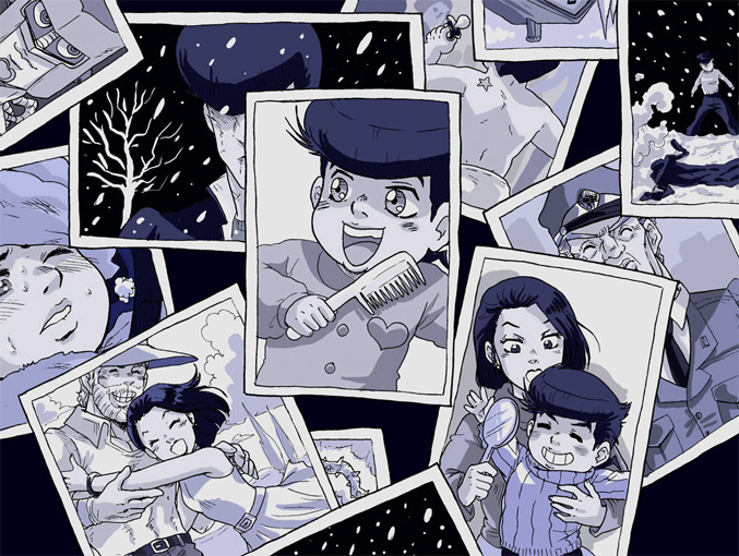baby, child, comb, family, gakuran, higashikata_jousuke, higashikata_ryouhei, higashikata_tomoko