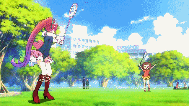 angry, animated, animated_gif, badminton, badminton_racket, blue_sky, boots, bow