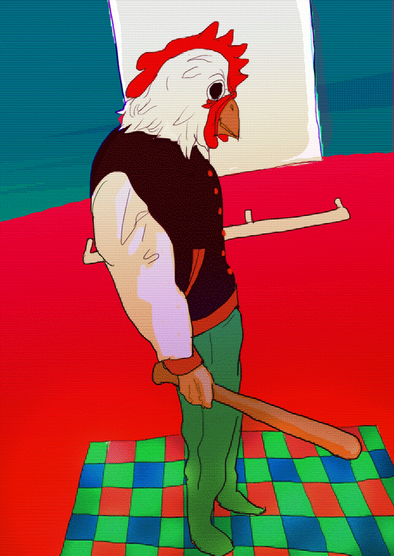 1boy, baseball_bat, cover, hotline_miami, jacket, jacket_(hotline_miami), jemsjunk, mask