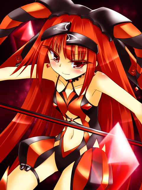 1girl, aka_no_ripika, bare_shoulders, beatmania, beatmania_iidx, blush, hair_ornament, long_hair