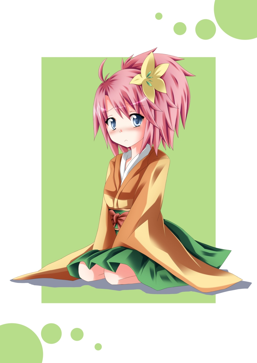 1girl, :<, beatmania, beatmania_iidx, blue_eyes, flower, hair_ornament, highres