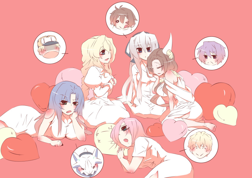 5boys, 5girls, absurdres, aoi_toori, blonde_hair, blue_hair, braid, date_shigezane