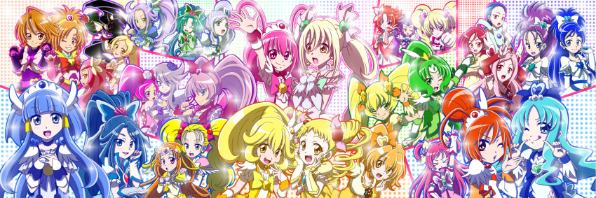 6+girls, :o, ;q, absolutely_everyone, ahoge, akimoto_komachi, antenna_hair, aoki_reika